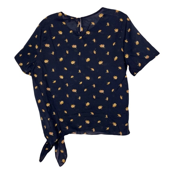 Madewell | Black Voile French Daisies Side Tie Top, Medium - Picture 3 of 11